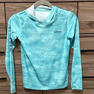 Simms Hooded Sun Shirt Size Medium Light Blue